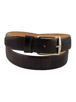 ceinture noire cuir imprimé GP&MAX à petits carrés