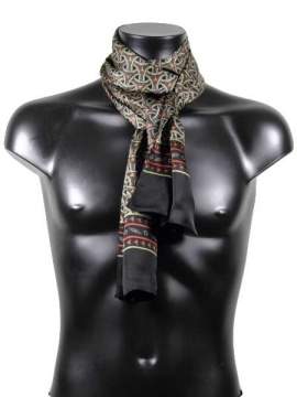 Foulard en soie pour homme imprimé maillage doré