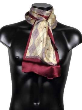 Foulard en soie bordeaux et beige