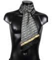 Foulard en soie noir imprimés beiges